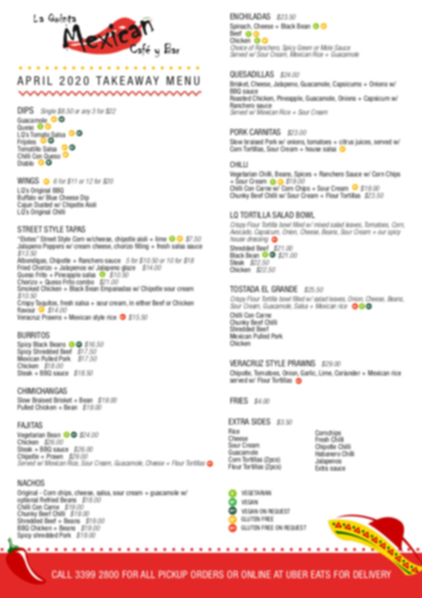 la quinta take away menu